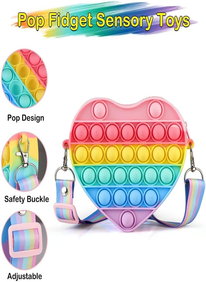 Mahi Enterprise Heart Pop Shoulder Bag Fidget Purse for Girls, Push Bubble Crossbody Toy Bag for Stress Relief Play - Image 4